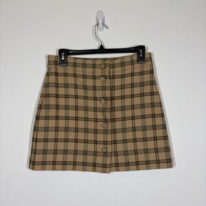 Aritzia Wilfred Tai Plaid Button Front Skirt Size 6